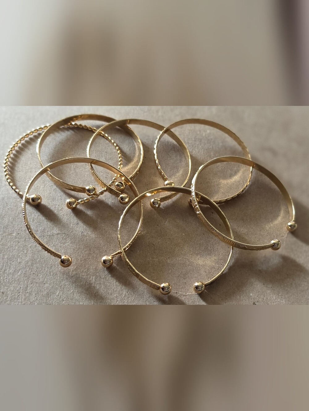 Gold Tone Women's Open-Ended Bangle Bracelet Set NEW